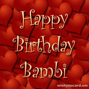 happy birthday Bambi hearts card