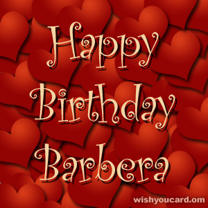 happy birthday Barbera hearts card