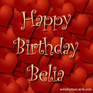 happy birthday Belia hearts card