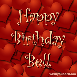 happy birthday Bell hearts card