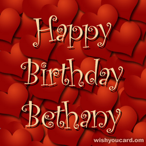happy birthday Bethany hearts card