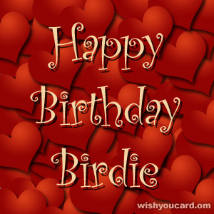 happy birthday Birdie hearts card