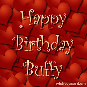 happy birthday Buffy hearts card