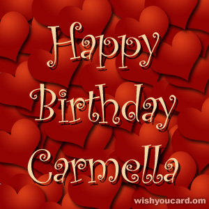 happy birthday Carmella hearts card