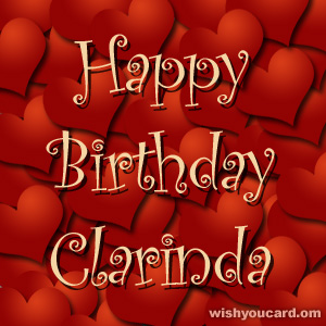 happy birthday Clarinda hearts card