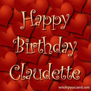 happy birthday Claudette hearts card