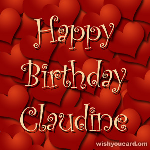 happy birthday Claudine hearts card