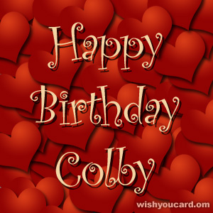 happy birthday Colby hearts card