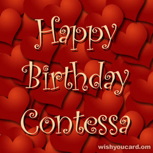 happy birthday Contessa hearts card