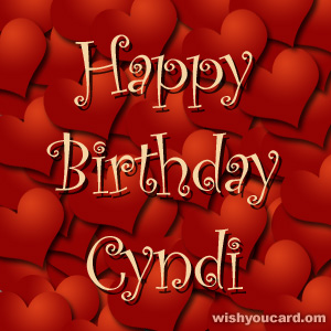 happy birthday Cyndi hearts card