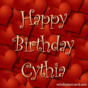 happy birthday Cythia hearts card