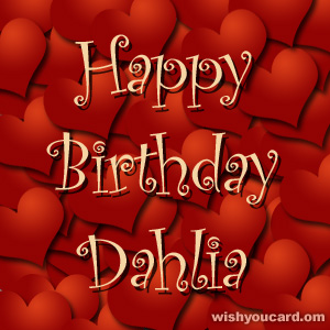 happy birthday Dahlia hearts card