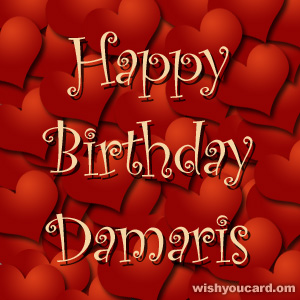 happy birthday Damaris hearts card