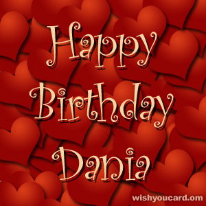 happy birthday Dania hearts card