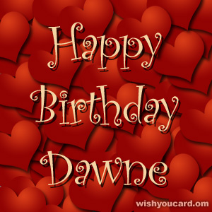 happy birthday Dawne hearts card
