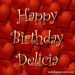 happy birthday Delicia hearts card