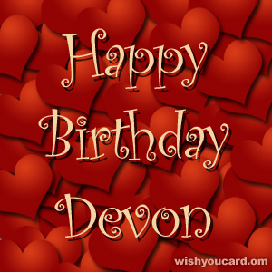 happy birthday Devon hearts card