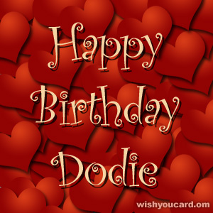 happy birthday Dodie hearts card