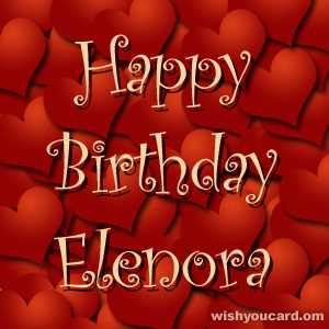 happy birthday Elenora hearts card