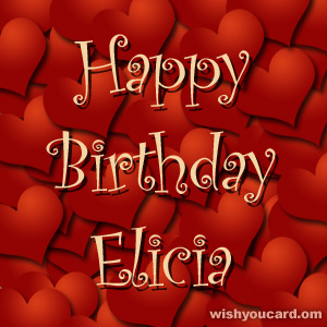 happy birthday Elicia hearts card