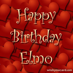 happy birthday Elmo hearts card