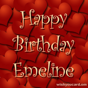 happy birthday Emeline hearts card