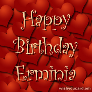 happy birthday Erminia hearts card