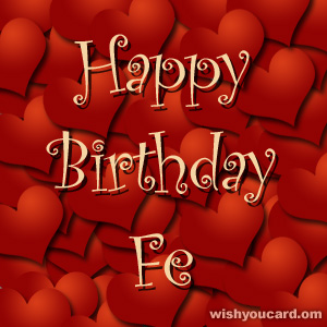 happy birthday Fe hearts card