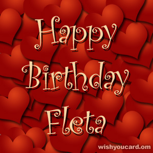 happy birthday Fleta hearts card