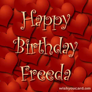 happy birthday Freeda hearts card