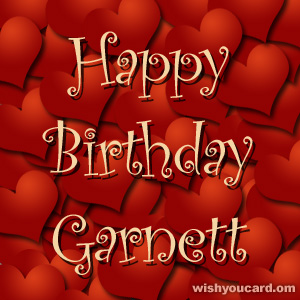 happy birthday Garnett hearts card