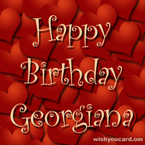 happy birthday Georgiana hearts card