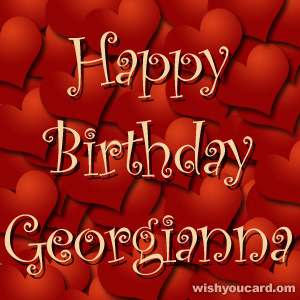 happy birthday Georgianna hearts card