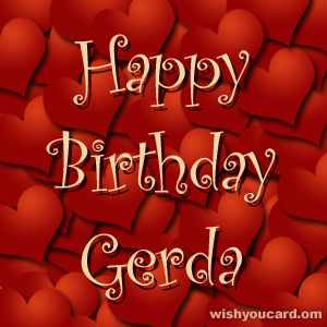 happy birthday Gerda hearts card