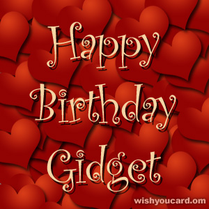 happy birthday Gidget hearts card