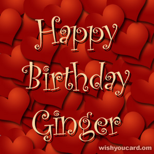 happy birthday Ginger hearts card