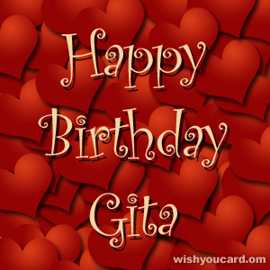 happy birthday Gita hearts card