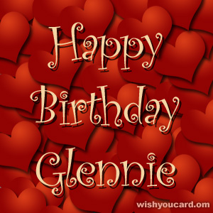 happy birthday Glennie hearts card