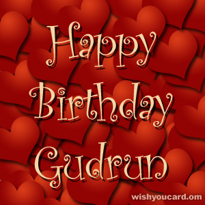 happy birthday Gudrun hearts card
