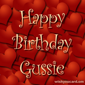 happy birthday Gussie hearts card