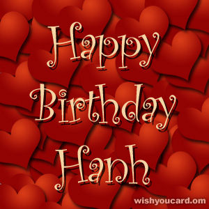 happy birthday Hanh hearts card