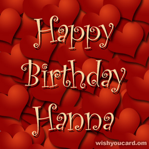happy birthday Hanna hearts card