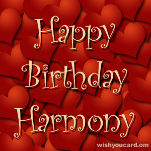 happy birthday Harmony hearts card