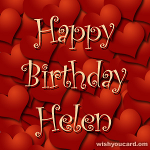 happy birthday Helen hearts card
