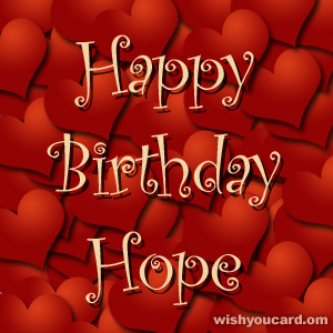 happy birthday Hope hearts card