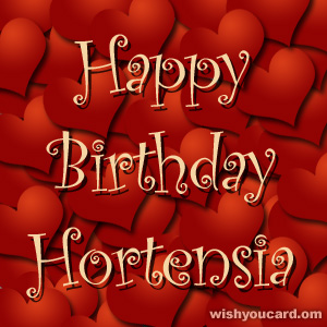 happy birthday Hortensia hearts card