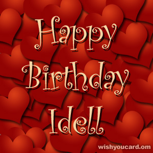 happy birthday Idell hearts card