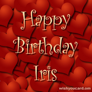 happy birthday Iris hearts card