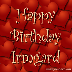 happy birthday Irmgard hearts card