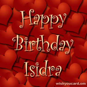 happy birthday Isidra hearts card